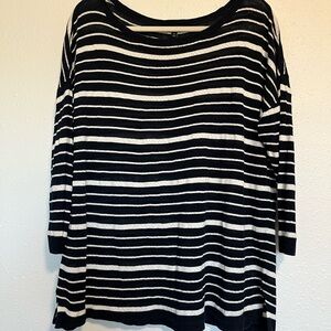 Talbots Navy and White Striped Long Sleeve Top